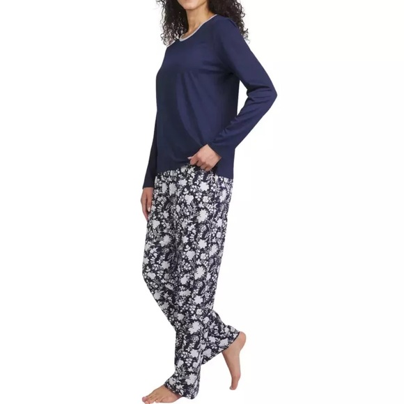 Lands End Knit 2-piece Pajama Set Long Sleeve Blue Womens Size Large NWT - Picture 2 of 5